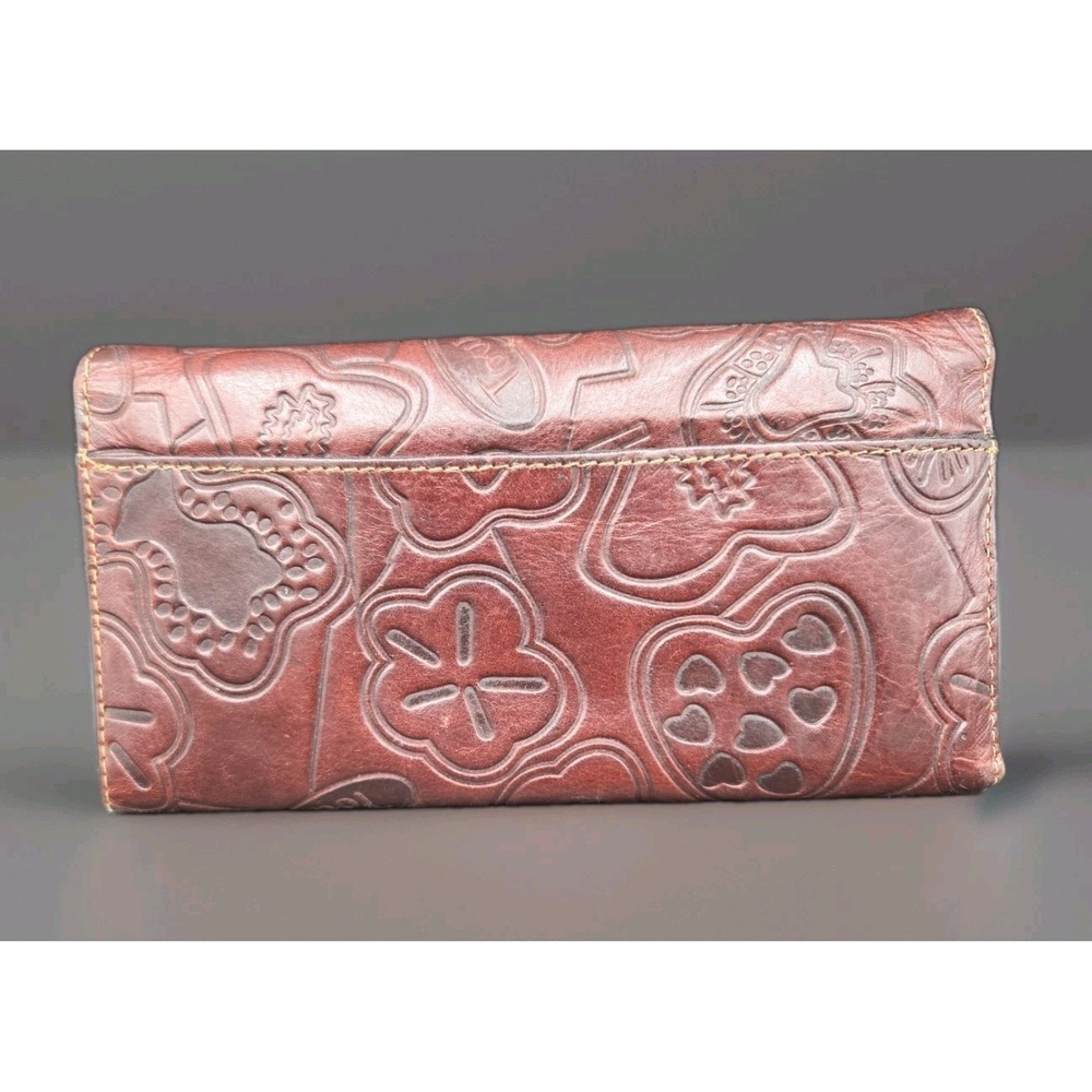 TOUS Fresh Brown Leather Wallet Embossed Bear Heart TriFold Logo Clutch Vintage - Picture 2 of 7